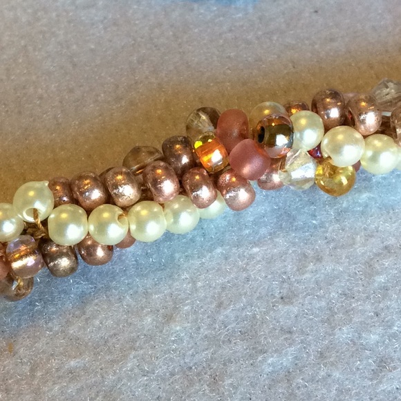 FINAL SALE PRICE CL Designs Beaded Twist Bracelet in Copper & Cream - Picture 2 of 4